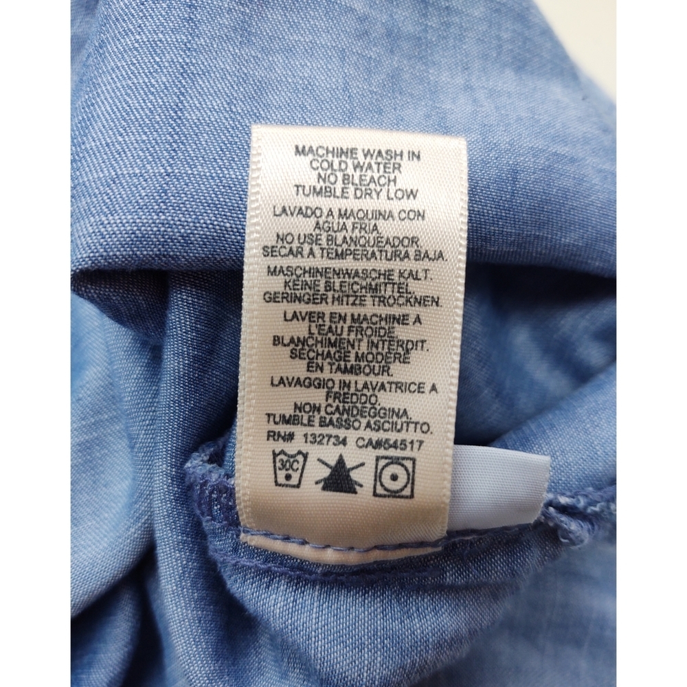 Anthropologie Cloth & Stone Chambray Lace Up Top Size XS - Picture 9 of 11